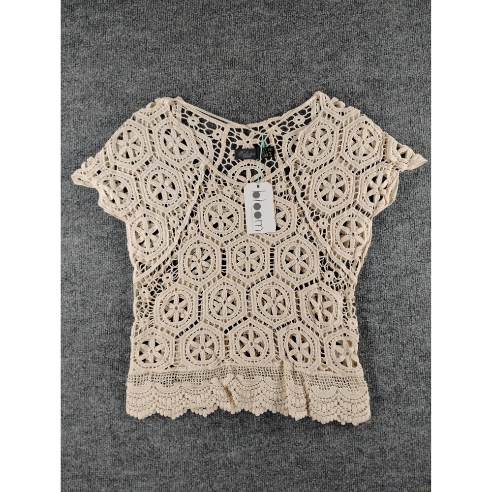 Collection Costa Blanca Crochet Top S/P Floral Sheer Knit Boho Festival Layering